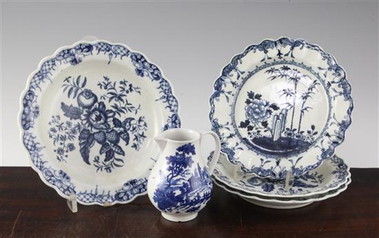 A rare Worcester lobed plate, c.1765-70, (5)